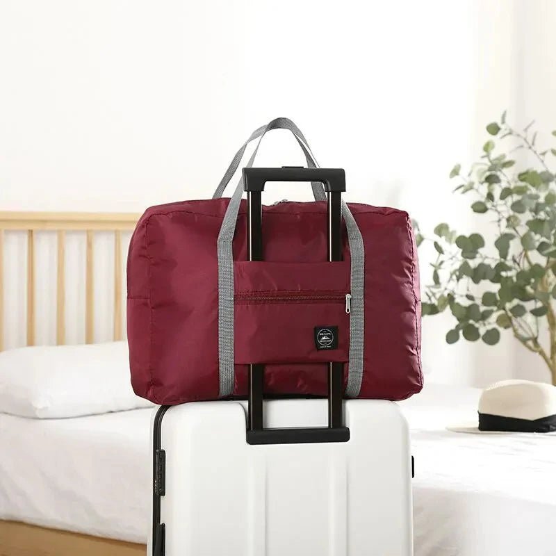 Foldable Polyester Travel Duffel Bag red