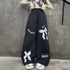 Girls' Black Lace-Trim Wide-Leg Pants black