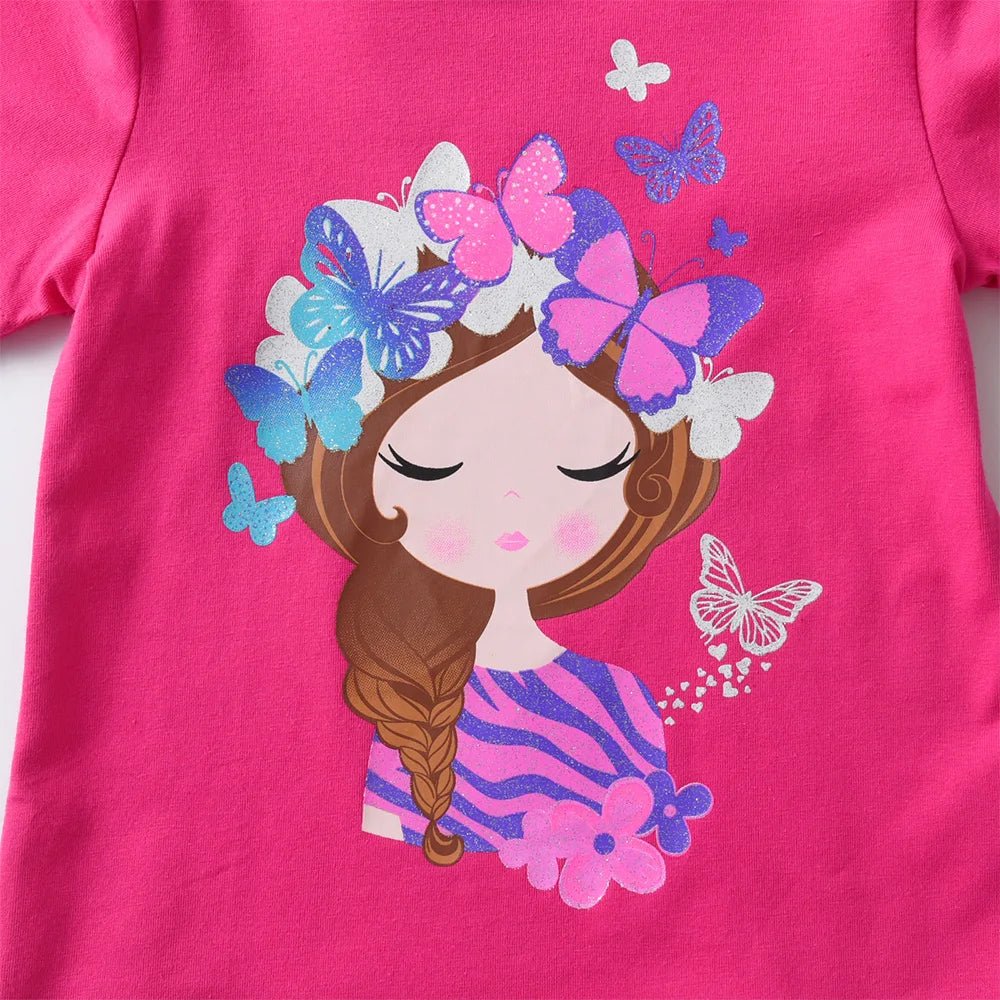 Girls Butterfly Floral T Shirt Long Sleeve
