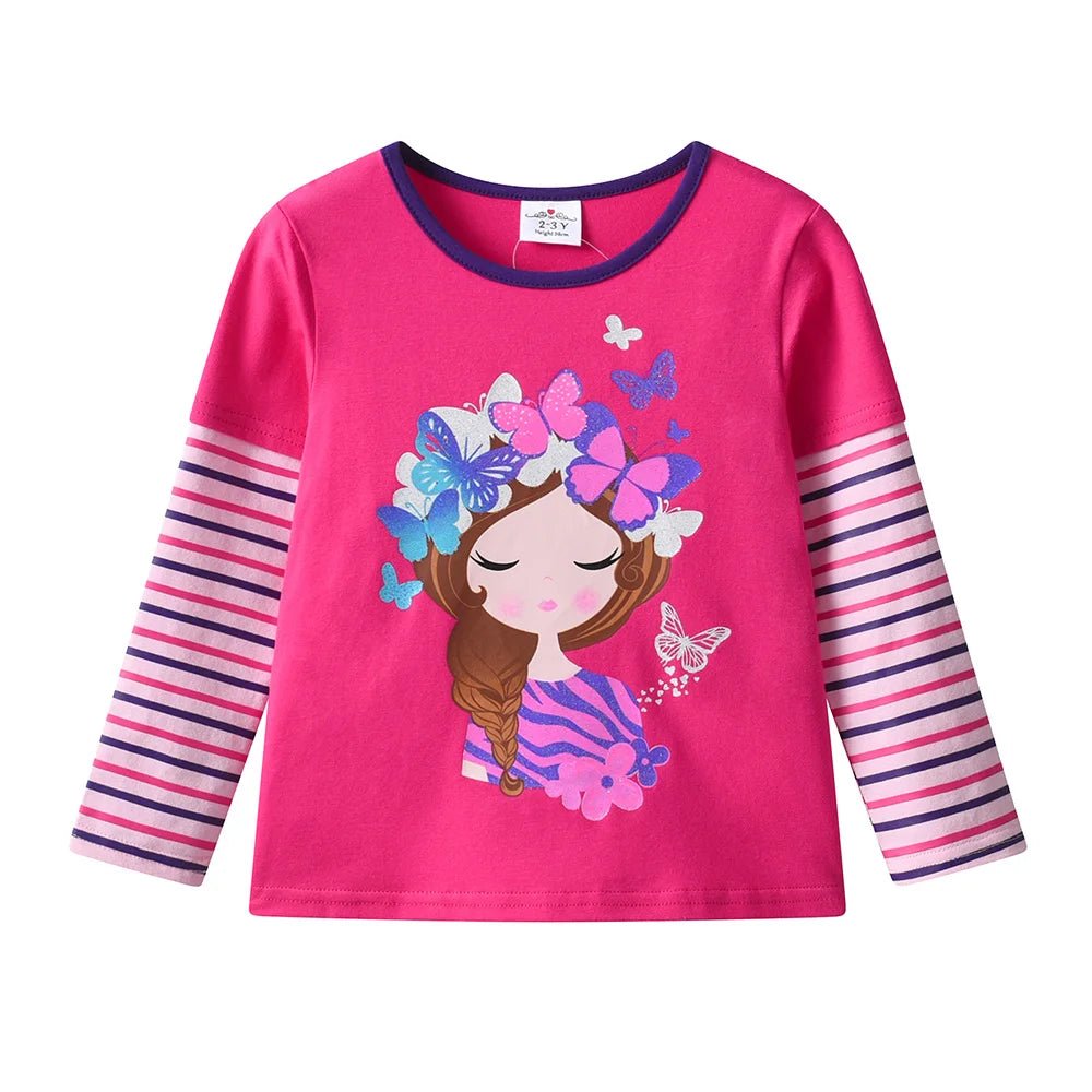 Girls Butterfly Floral T Shirt Long Sleeve L3121