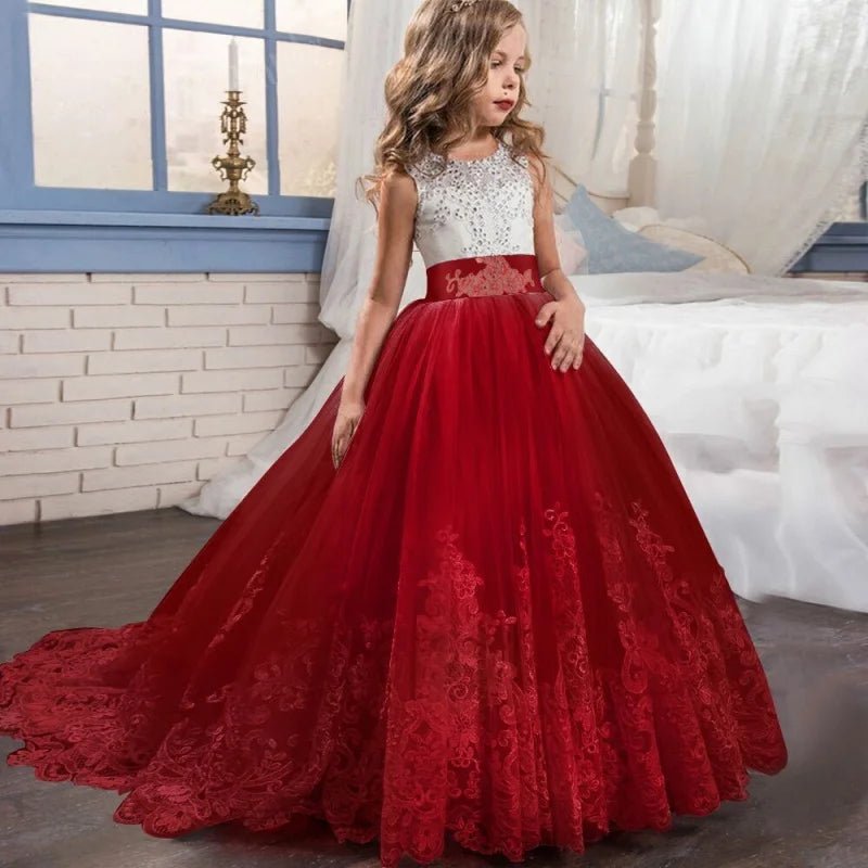 Girls Color block Lace Dress