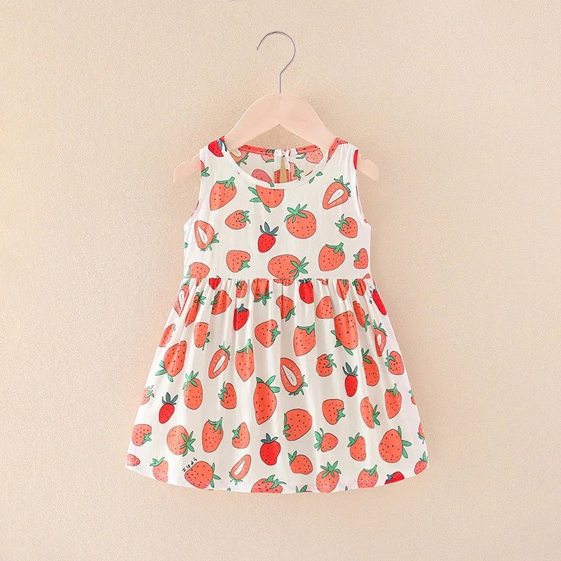 Girls Floral Sleeveless Dress red strawberry