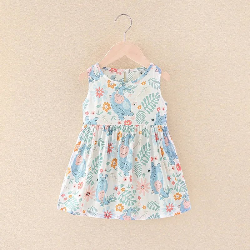 Girls Floral Sleeveless Dress Blue monkey