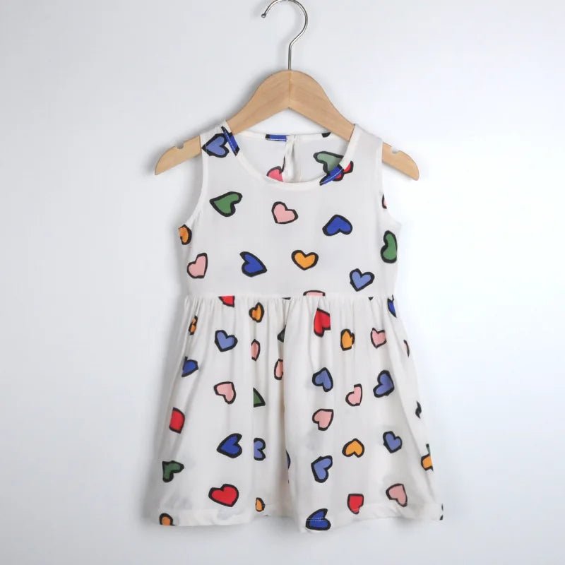 Girls Floral Sleeveless Dress white love