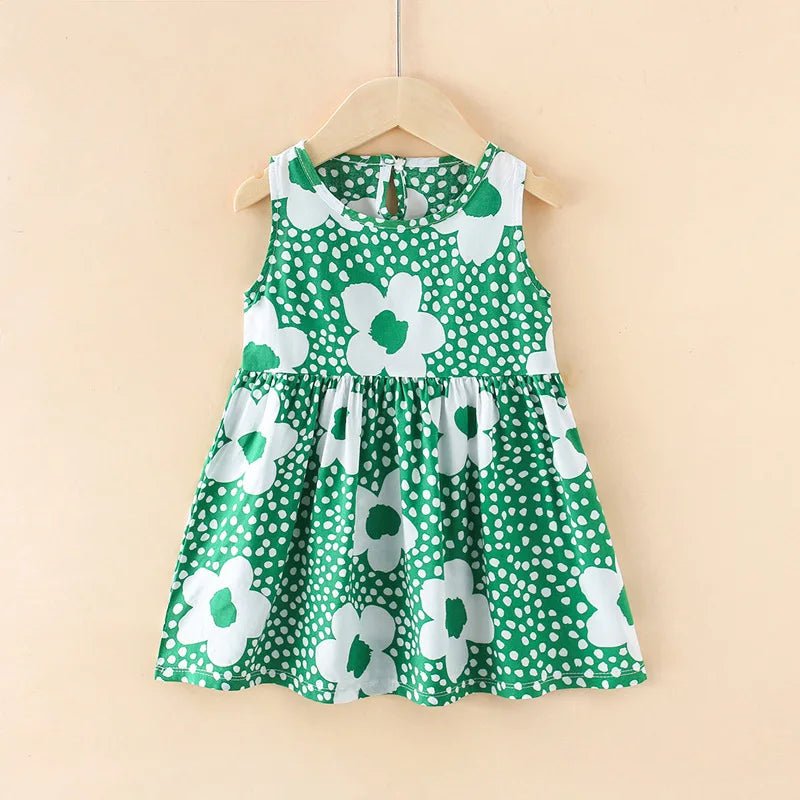 Girls Floral Sleeveless Dress green flower