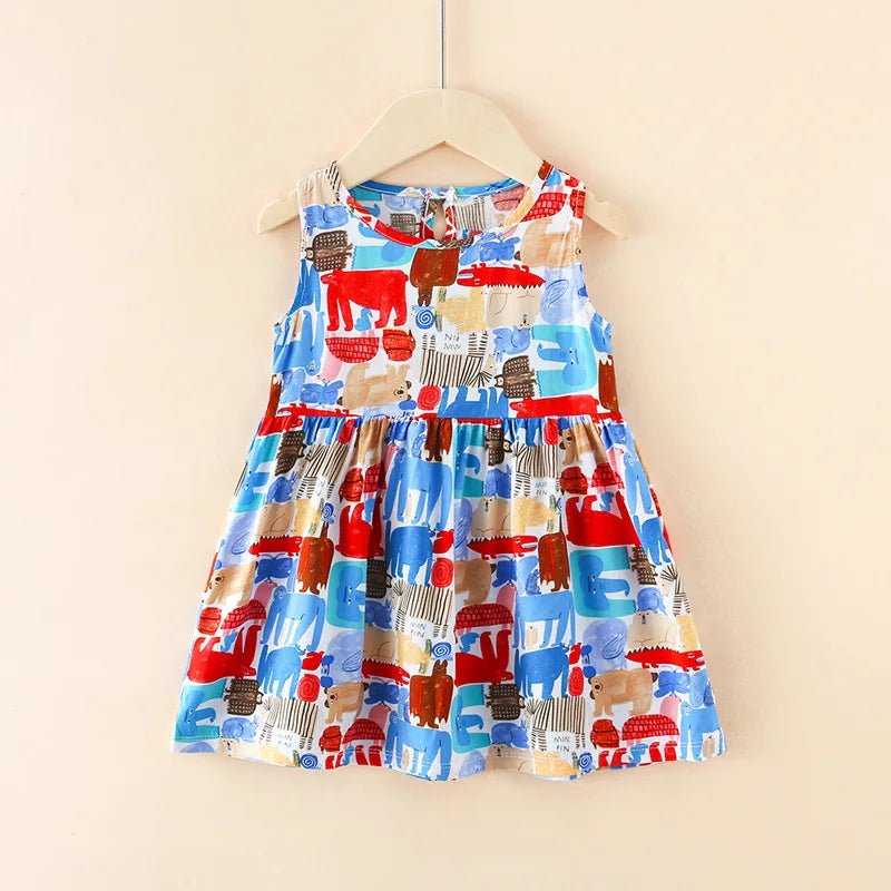 Girls Floral Sleeveless Dress Color zoo