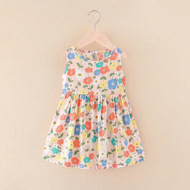 Girls Floral Sleeveless Dress Colorful flowers