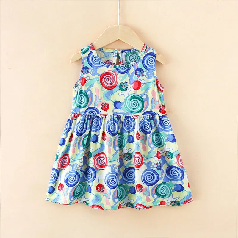 Girls Floral Sleeveless Dress Blue candy bar