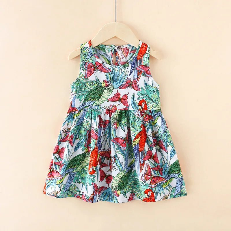 Girls Floral Sleeveless Dress Red butterfly