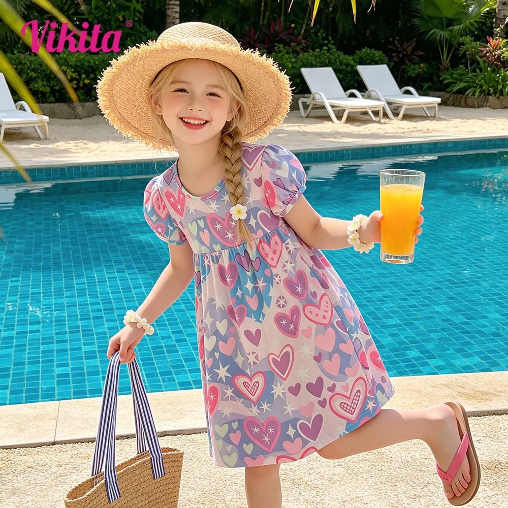 Girls Heart Print Dress