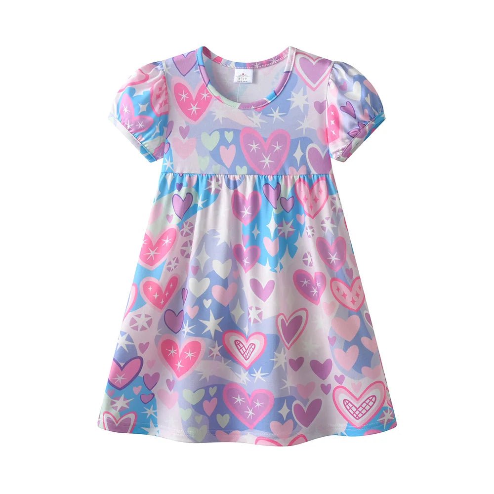 Girls Heart Print Dress SH5827