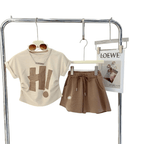Girls Sleeve Sets Letter T Shirt Short Sleeve