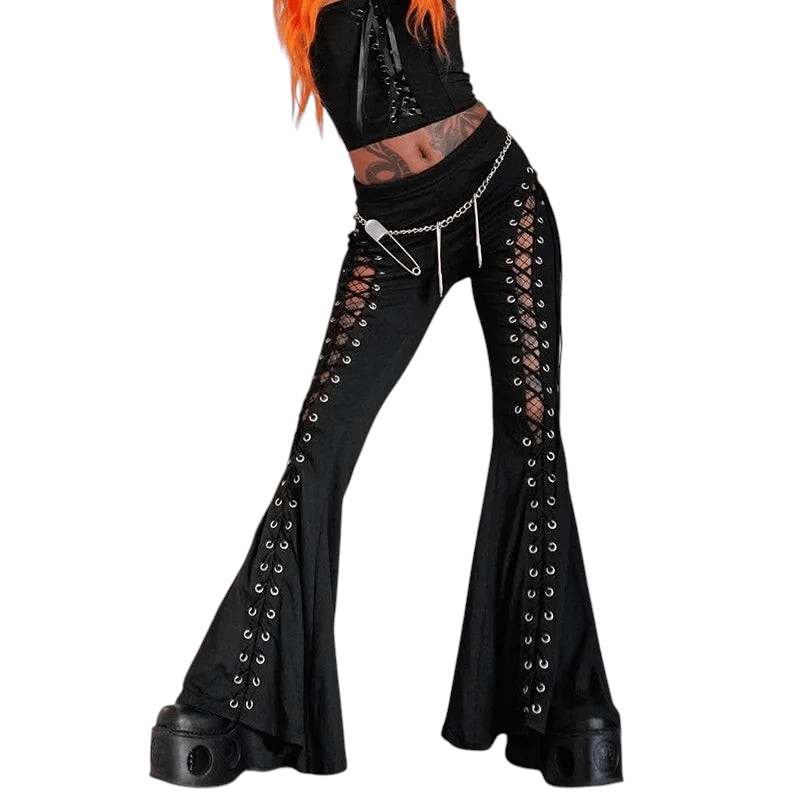 Goth Dark Grunge Streetwear Pants High Waisted Slim Fit
