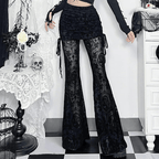 Goth Drak Elegant Flocking Pants Slim Fit Lace