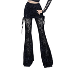Goth Drak Elegant Flocking Pants Slim Fit Lace