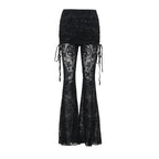Goth Drak Elegant Flocking Pants Slim Fit Lace
