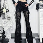 Goth Drak Elegant Flocking Pants Slim Fit Lace