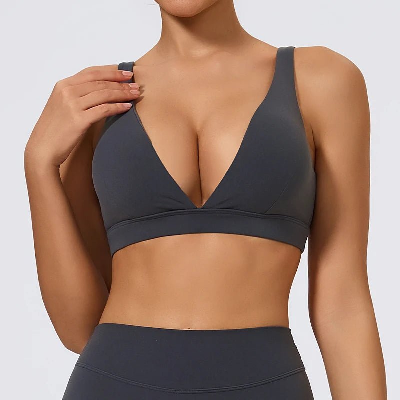 Hearuisavy Push Up Sports Bra Top Knit Navy Blue