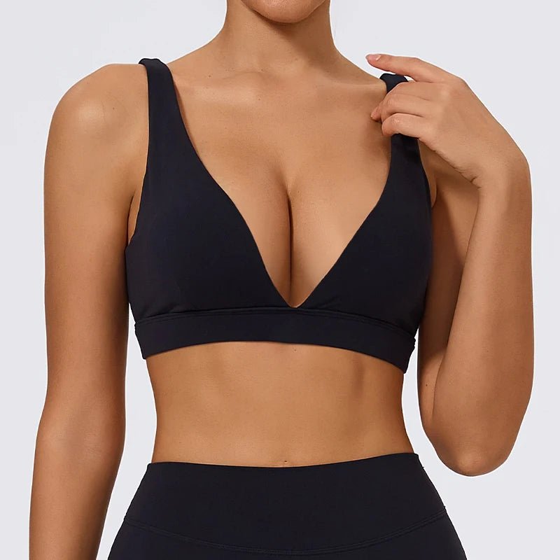 Hearuisavy Push Up Sports Bra Top Knit Black