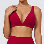 Hearuisavy Push Up Sports Bra Top Knit Red