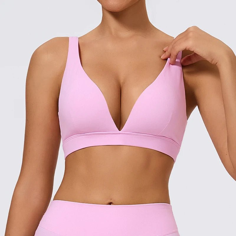 Hearuisavy Push Up Sports Bra Top Knit Pink
