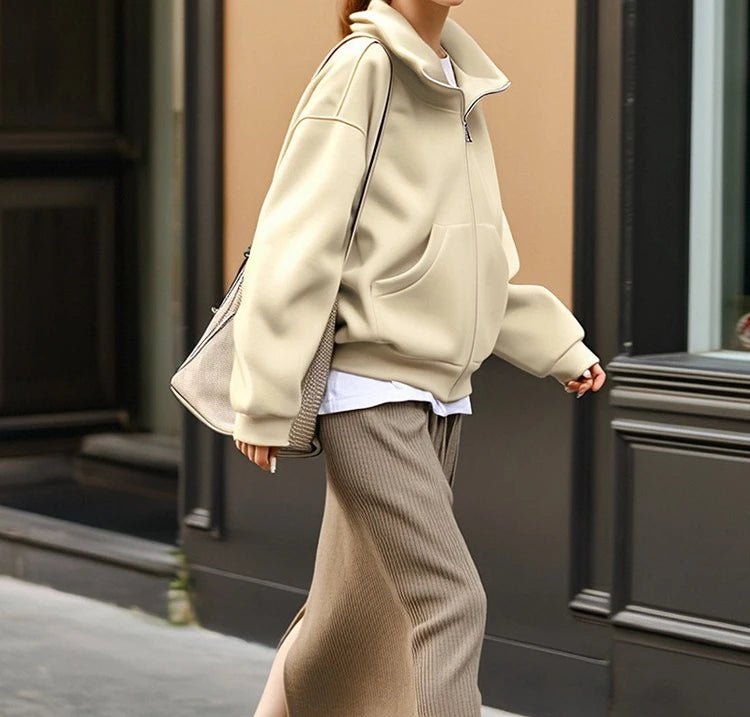 Hoodie Outerwear Hooded Cardigan Beige