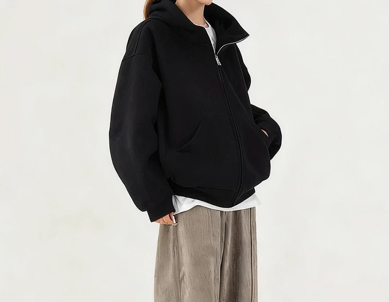 Hoodie Outerwear Hooded Cardigan Black