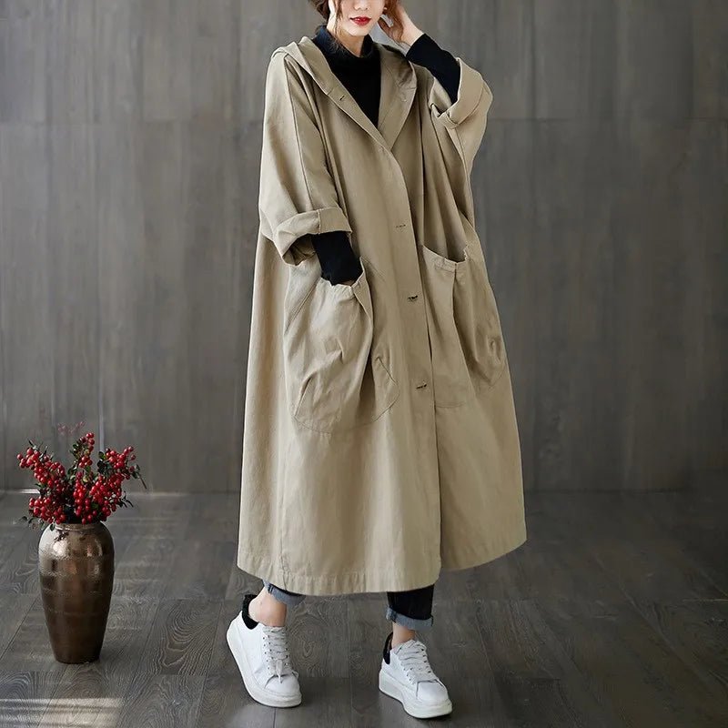 Hoodies Features Loose Relaxed Fit Khaki One Size