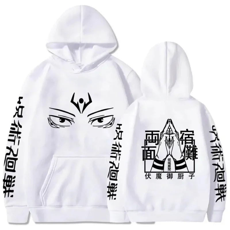 Hoodies Japanese Anime Top Graphic Fleece WHITE