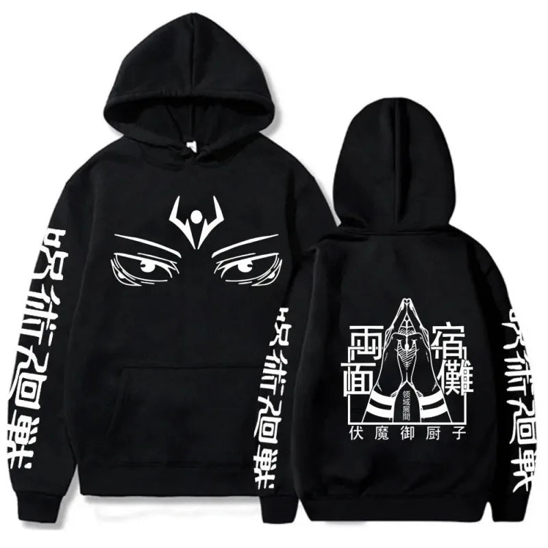 Hoodies Japanese Anime Top Graphic Fleece black