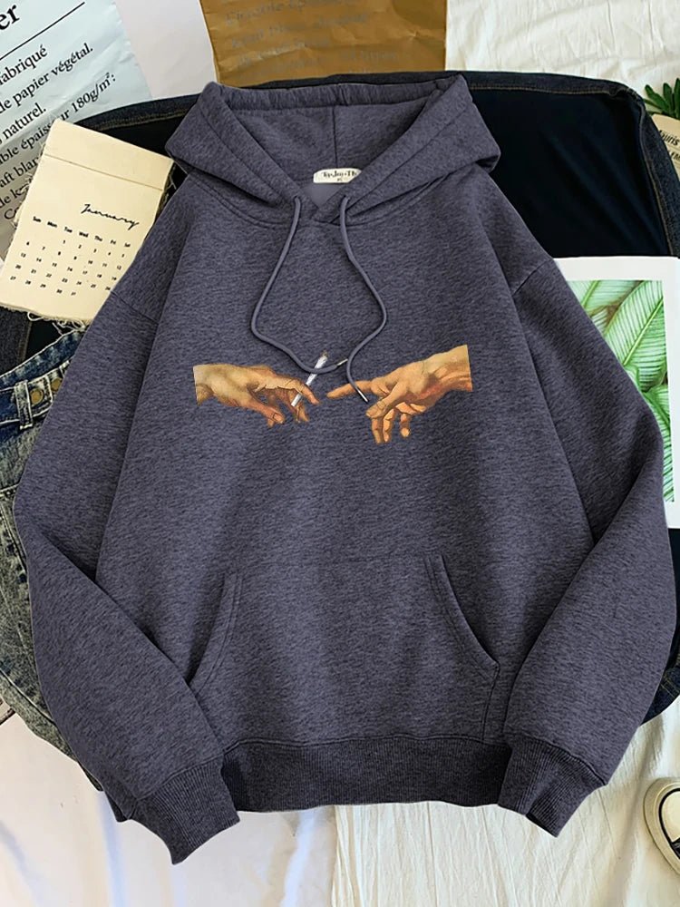 Hoodies Two Hands Top Graphic Dark Gray