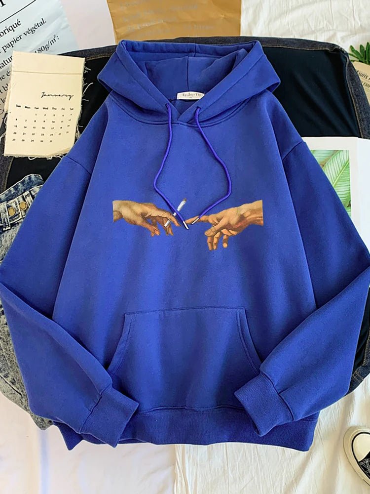 Hoodies Two Hands Top Graphic Blue