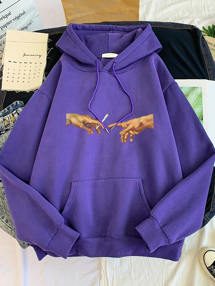 Hoodies Two Hands Top Graphic Purple