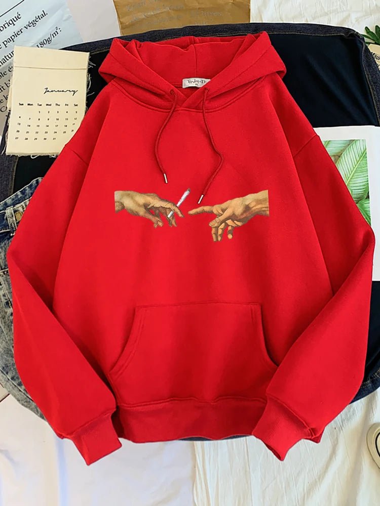 Hoodies Two Hands Top Graphic Red