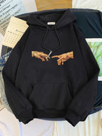 Hoodies Two Hands Top Graphic Black