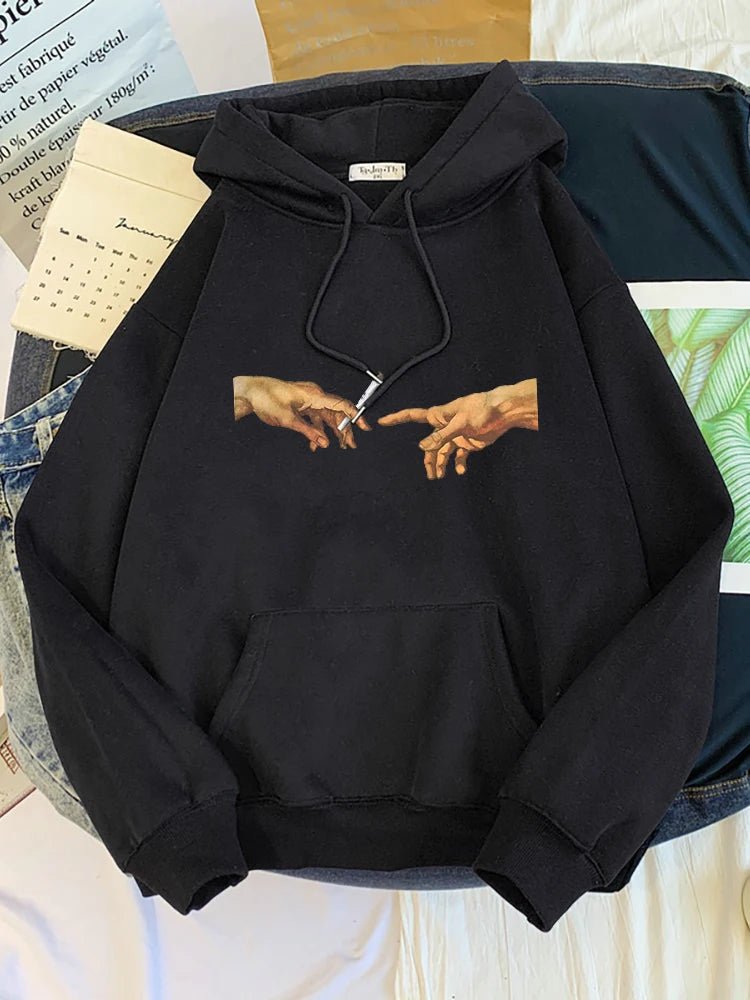 Hoodies Two Hands Top Graphic Black