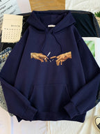 Hoodies Two Hands Top Graphic Dark Blue