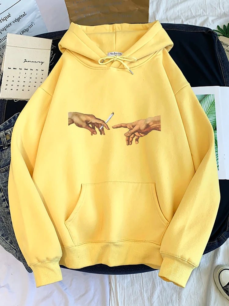 Hoodies Two Hands Top Graphic Yellow