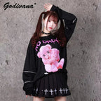 Japanese Mine Harajuku T Shirt Off Shoulder Zip Up