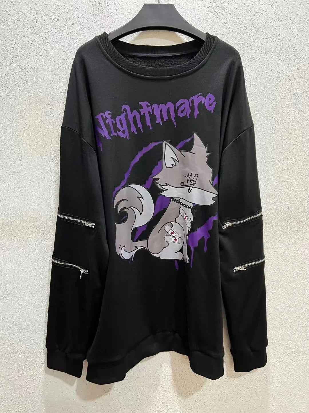 Japanese Mine Harajuku T Shirt Off Shoulder Zip Up
