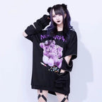 Japanese Mine Harajuku T Shirt Off Shoulder Zip Up