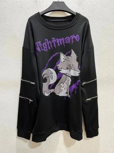 Japanese Mine Harajuku T Shirt Off Shoulder Zip Up