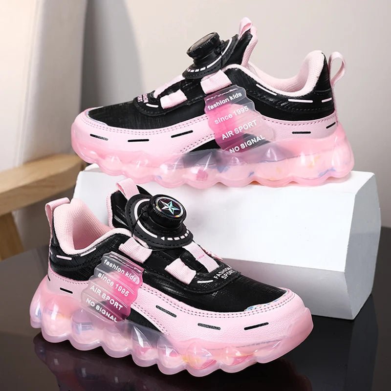 Kids' Colorblock Faux-Leather Sneakers Black Pink