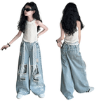 Kids Stylish Streetwear Girl Jeans Lace