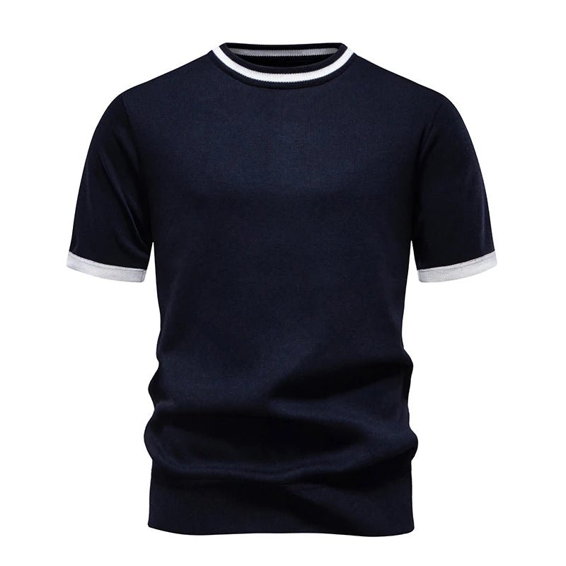 Knit Pullovers Sleeve Knitted T Shirt Ribbed Lace NO.16 Navy Pack of 1