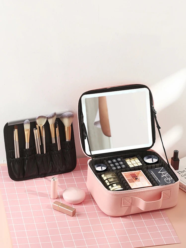 LED Light Makeup Bag with Mirror