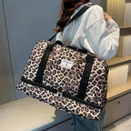 Leopard-Print Weekender Bag with Shoe Compartment
