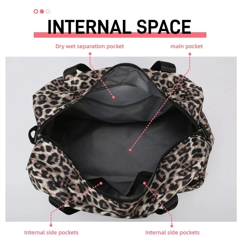 Leopard-Print Weekender Bag with Shoe Compartment