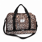 Leopard-Print Weekender Bag with Shoe Compartment
