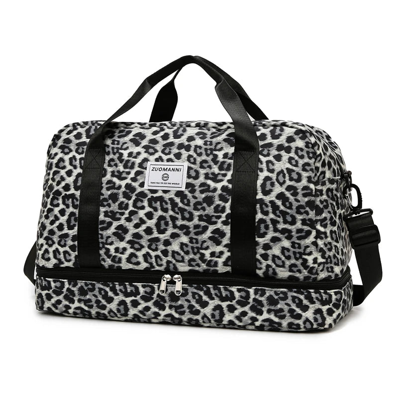 Leopard-Print Weekender Bag with Shoe Compartment ZMN872-white